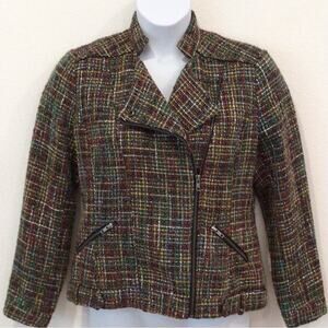 COLDWATER CREEK Tweed Wool Blend Moto Jacket size 12